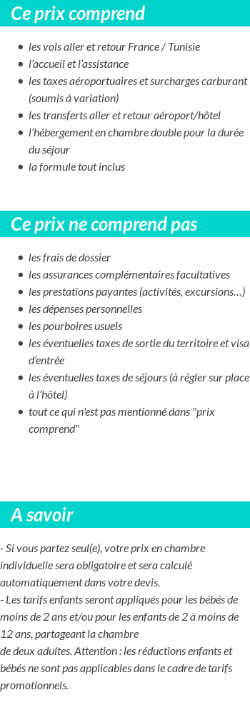 Conditions tarifaires