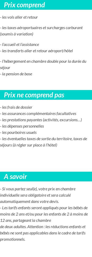 Conditions tarifaires