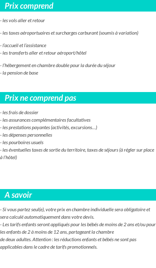 Conditions tarifaires