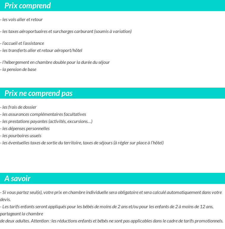 Conditions tarifaires