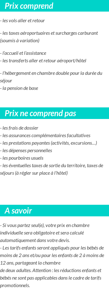 Conditions tarifaires