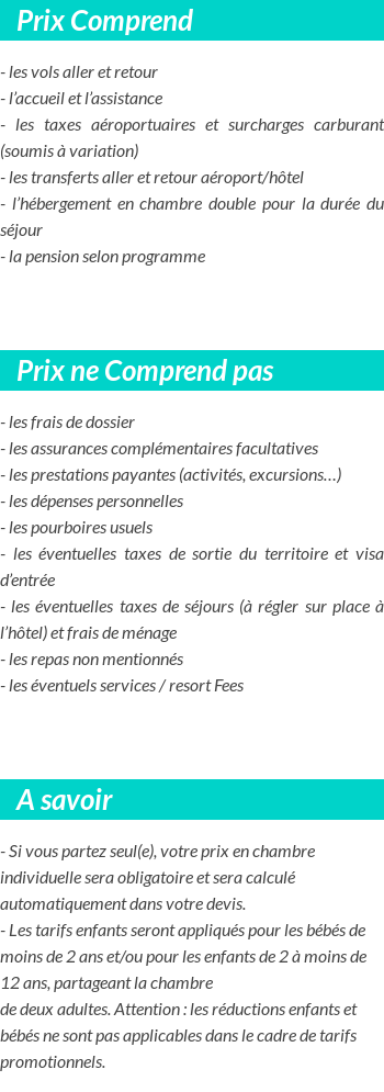 Conditions tarifaires