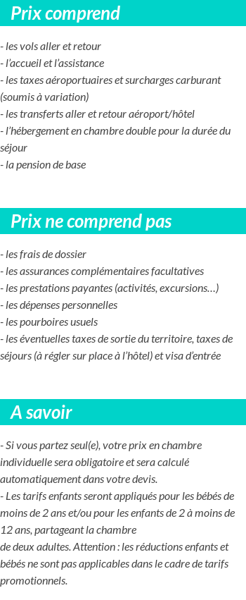 Conditions tarifaires