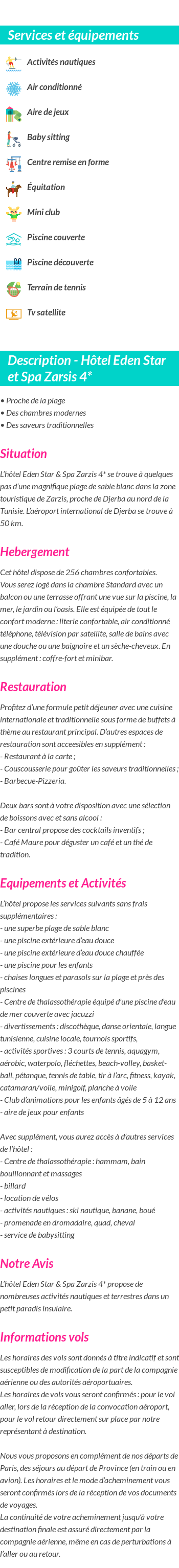 Détails du séjour