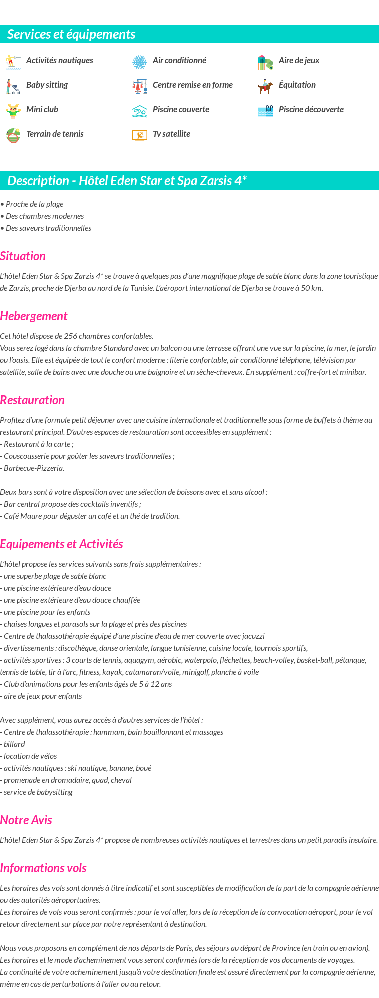 Détails du séjour