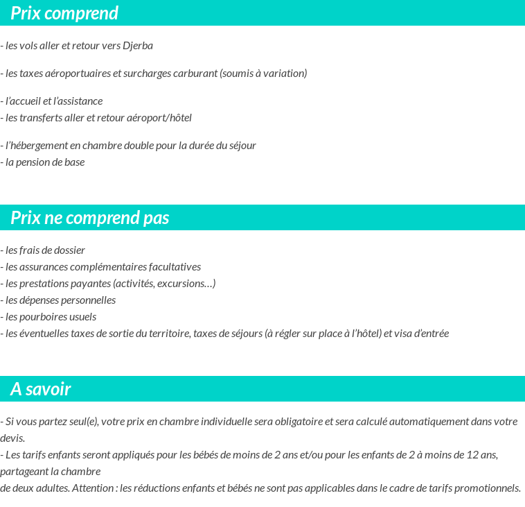 Conditions tarifaires