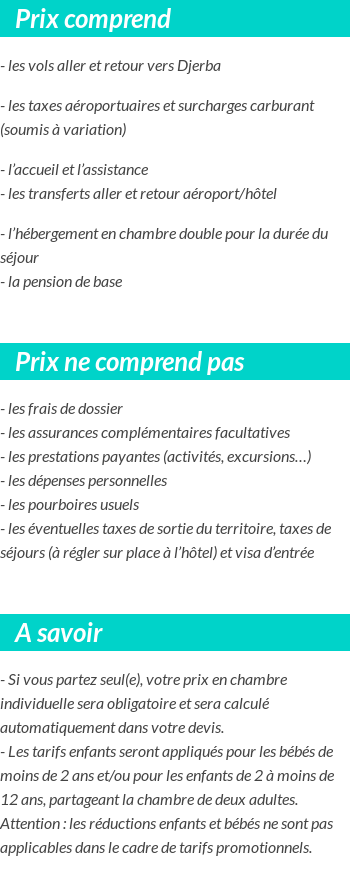 Conditions tarifaires