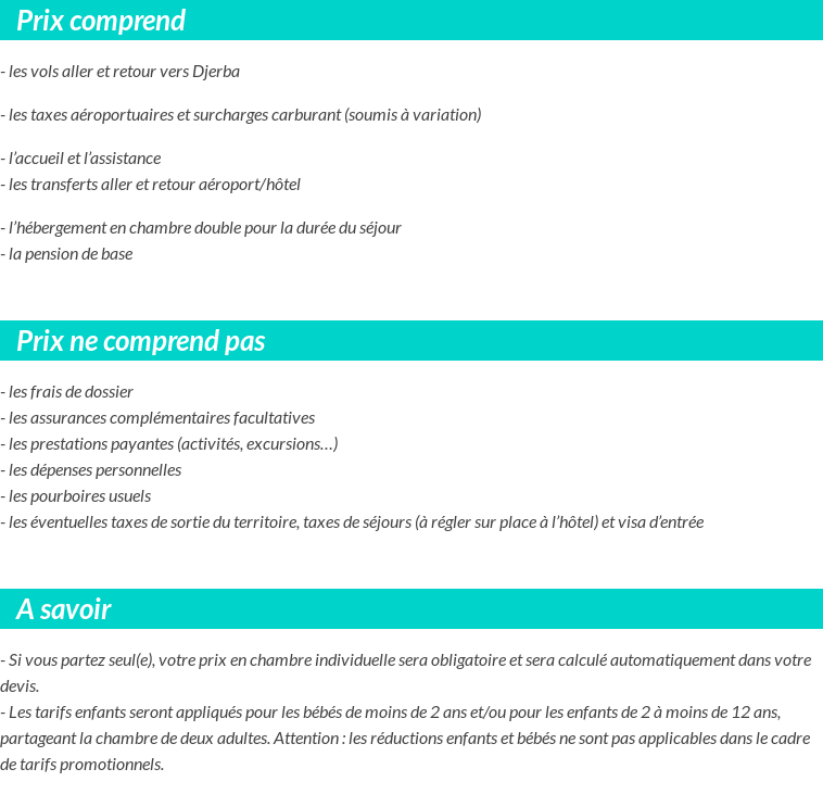 Conditions tarifaires