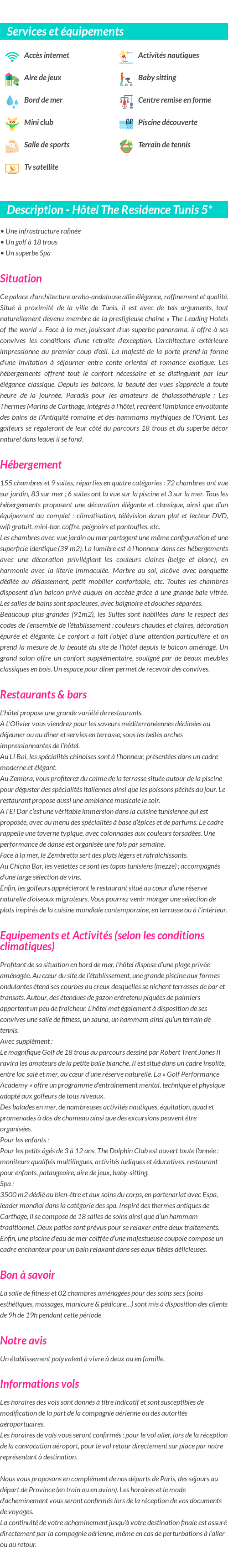 Détails du séjour