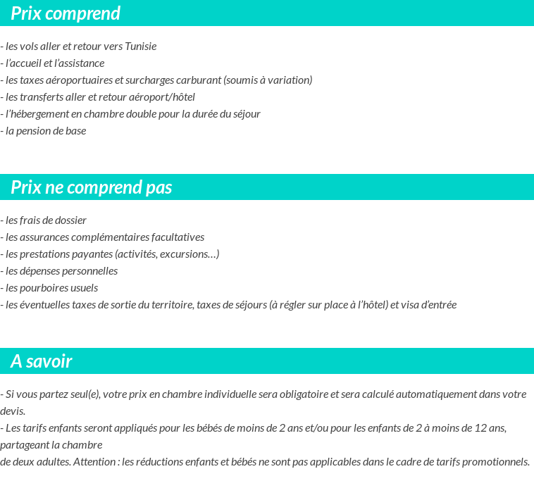 Conditions tarifaires