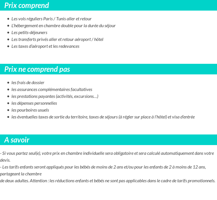 Conditions tarifaires