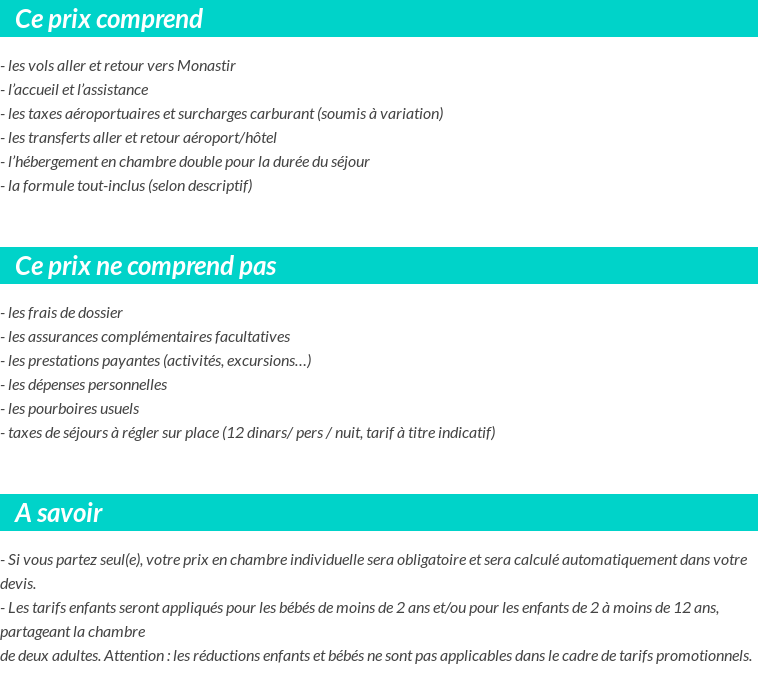 Conditions tarifaires