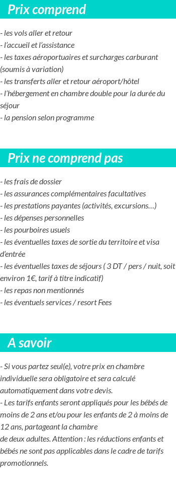 Conditions tarifaires