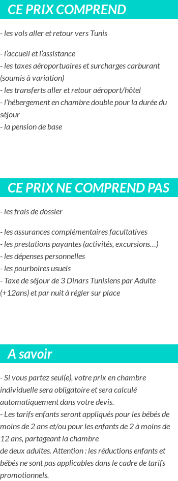 Conditions tarifaires