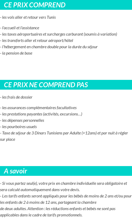 Conditions tarifaires