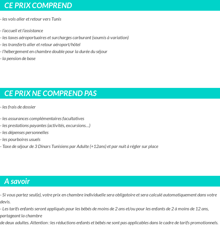 Conditions tarifaires