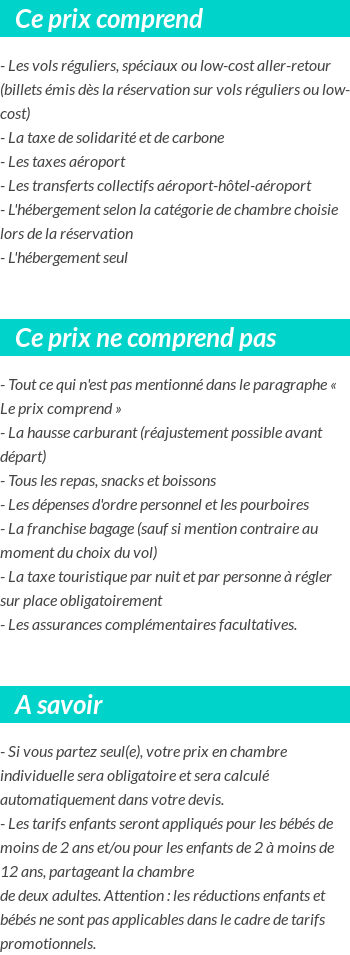 Conditions tarifaires