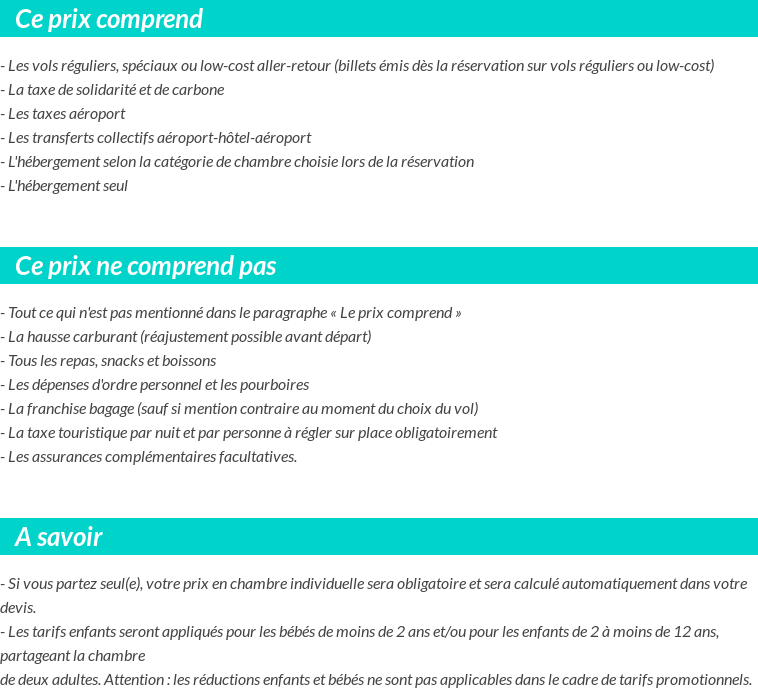 Conditions tarifaires
