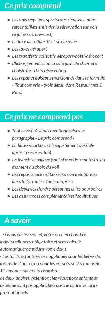 Conditions tarifaires