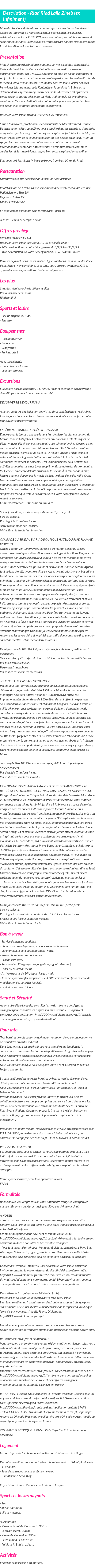Détails du séjour
