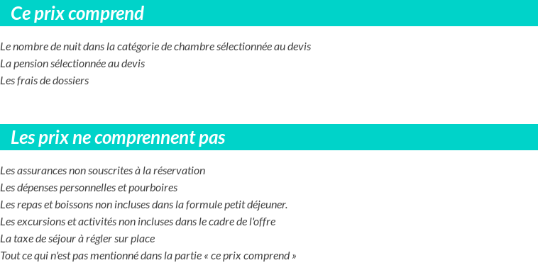 Conditions tarifaires