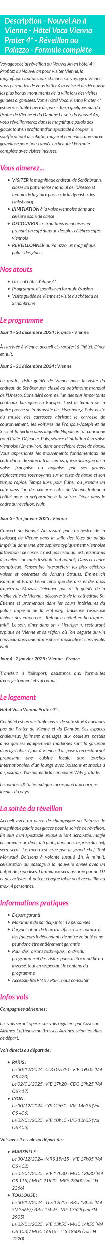 Détails du séjour