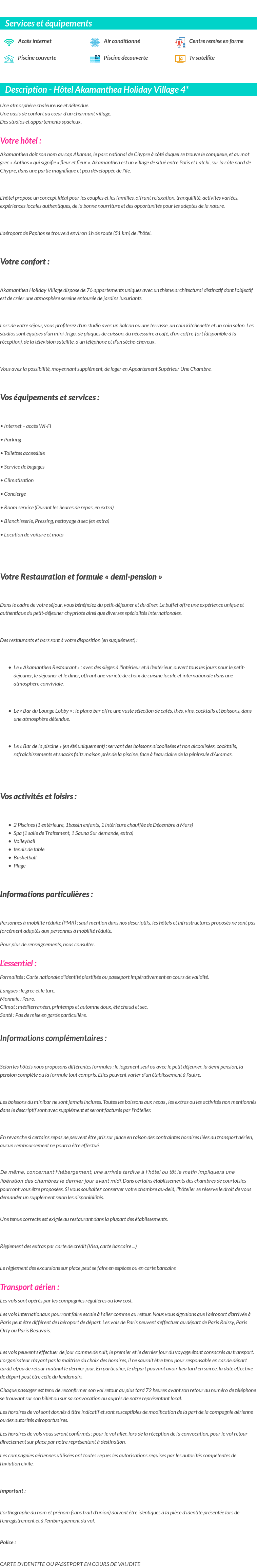 Détails du séjour