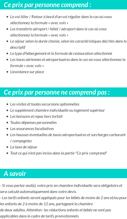 Conditions tarifaires