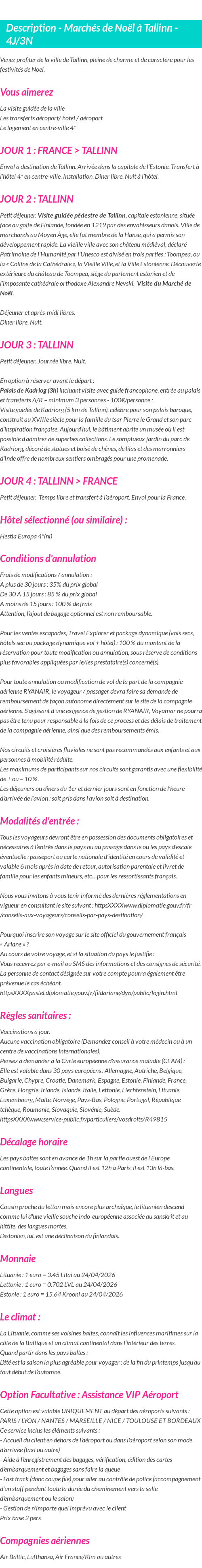 Détails du séjour