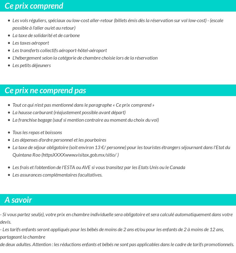 Conditions tarifaires
