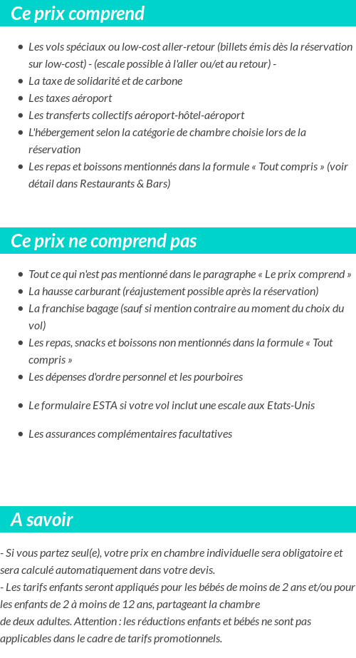 Conditions tarifaires