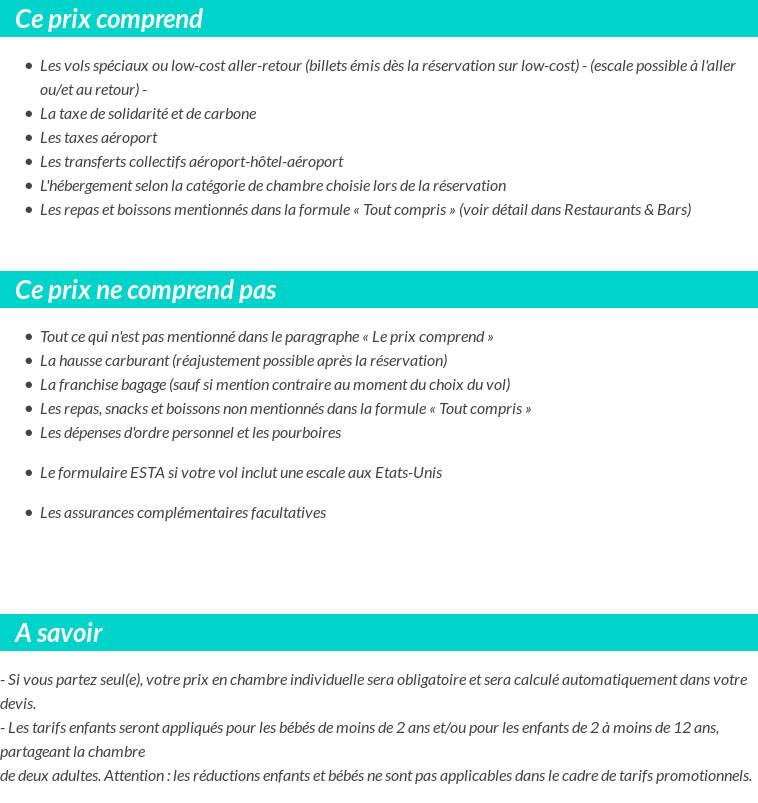 Conditions tarifaires