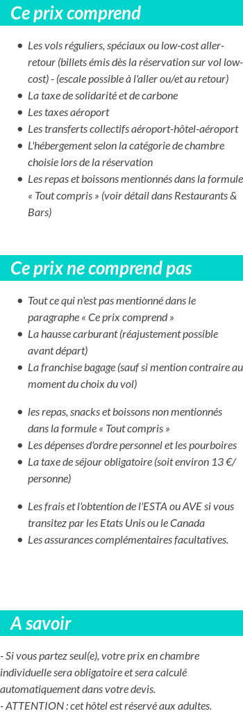 Conditions tarifaires