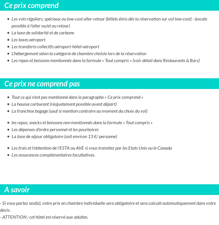 Conditions tarifaires
