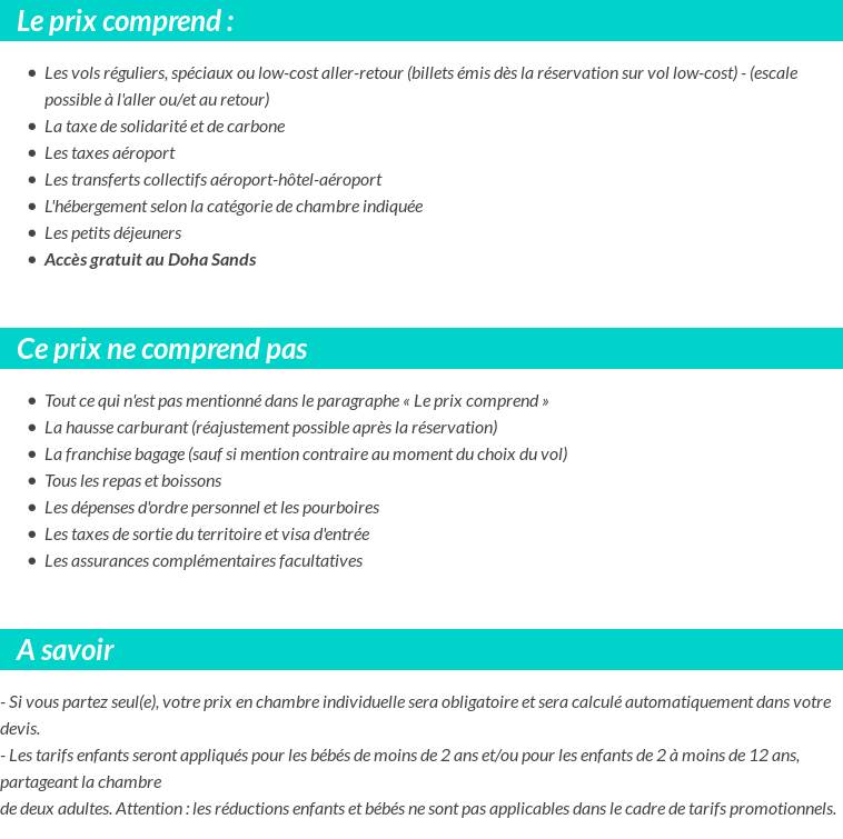 Conditions tarifaires