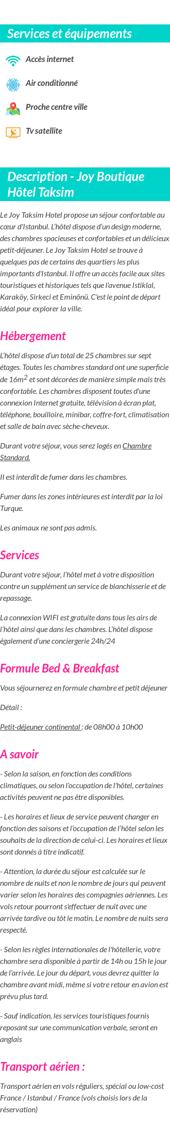 Détails du séjour