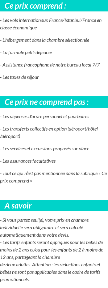 Conditions tarifaires