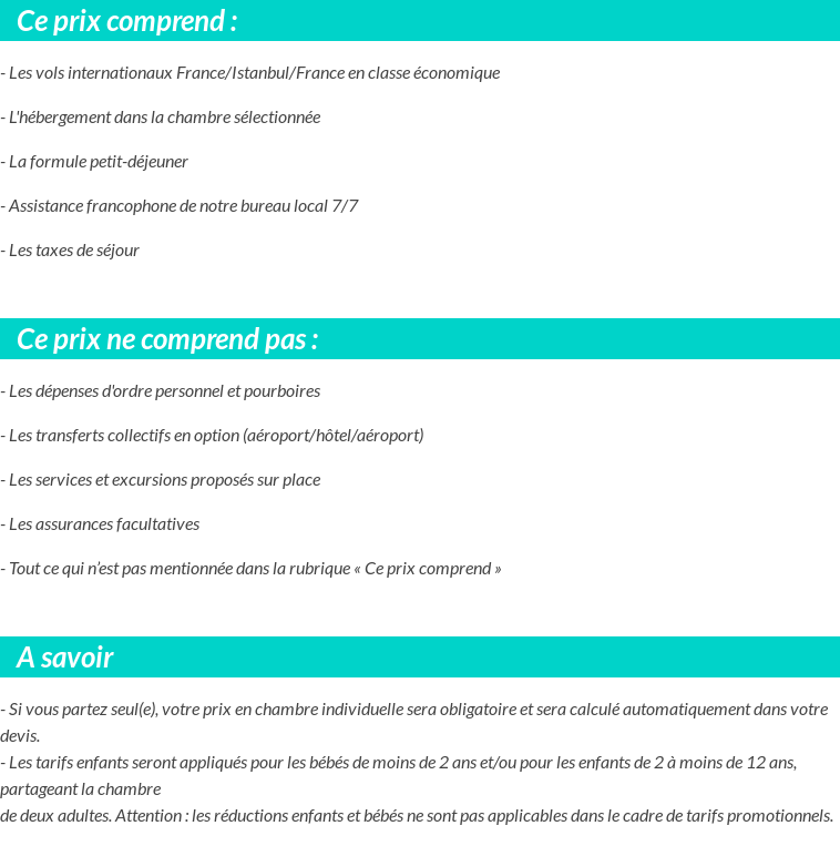 Conditions tarifaires