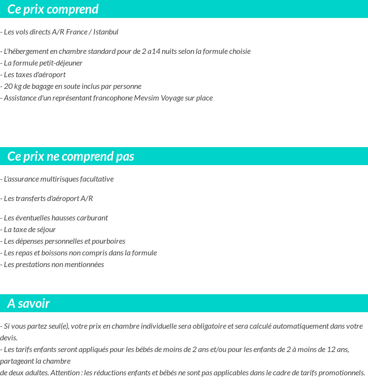 Conditions tarifaires