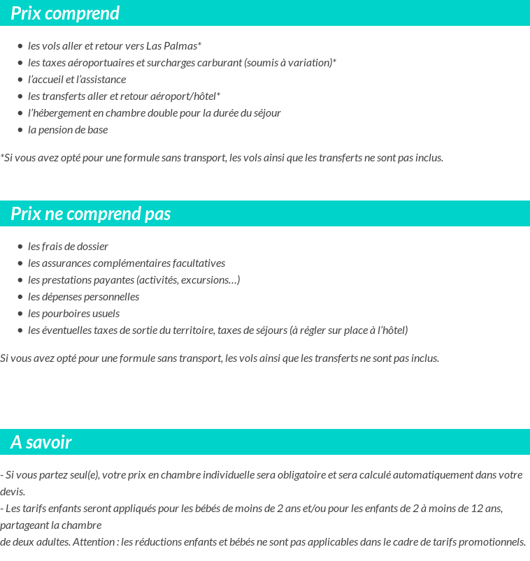 Conditions tarifaires