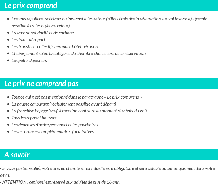 Conditions tarifaires