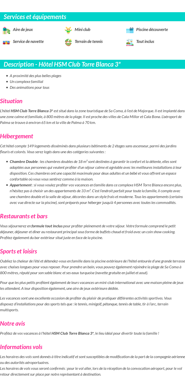 Détails du séjour