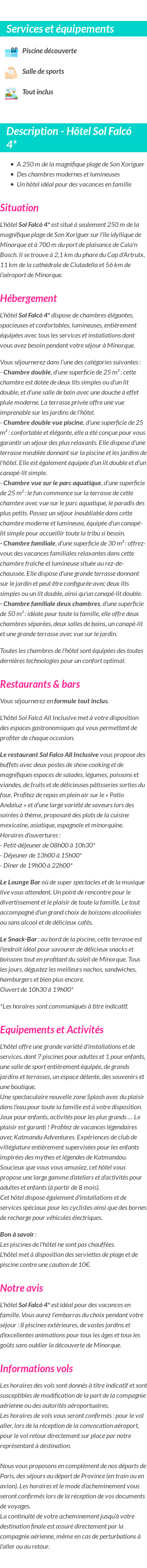 Détails du séjour