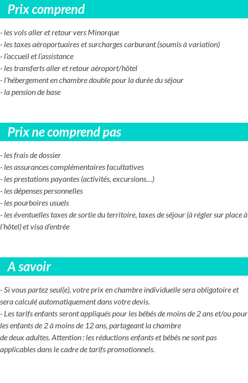 Conditions tarifaires