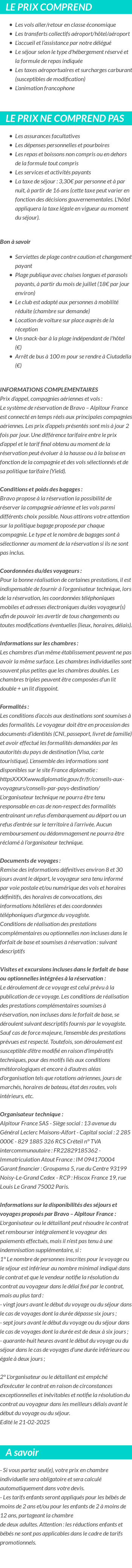 Conditions tarifaires