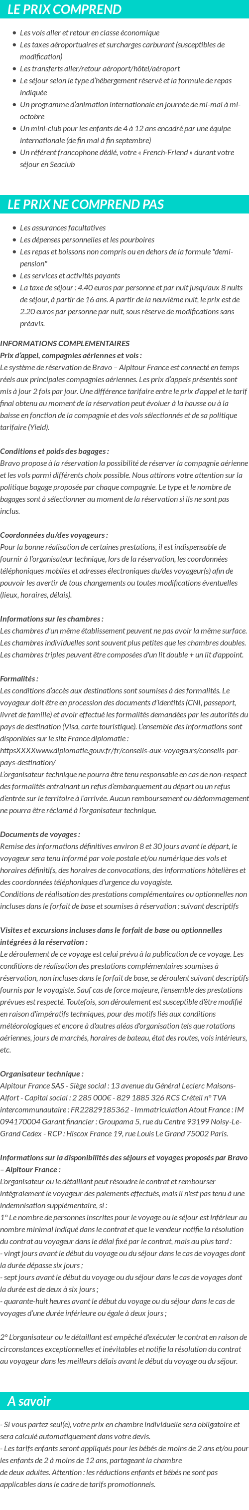 Conditions tarifaires