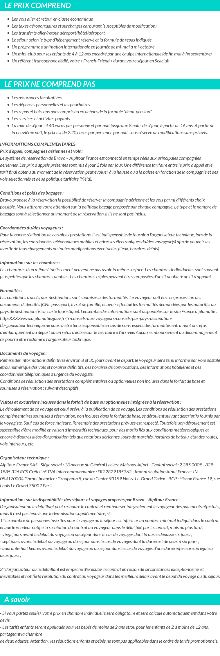 Conditions tarifaires