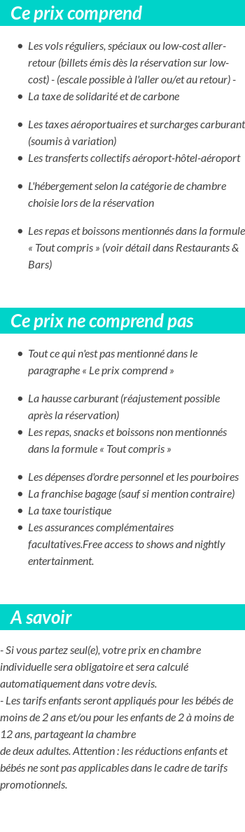 Conditions tarifaires