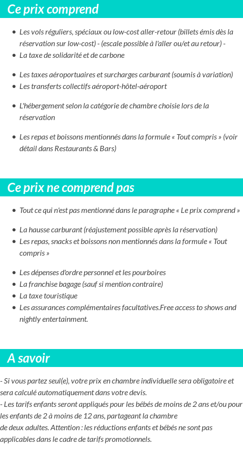 Conditions tarifaires
