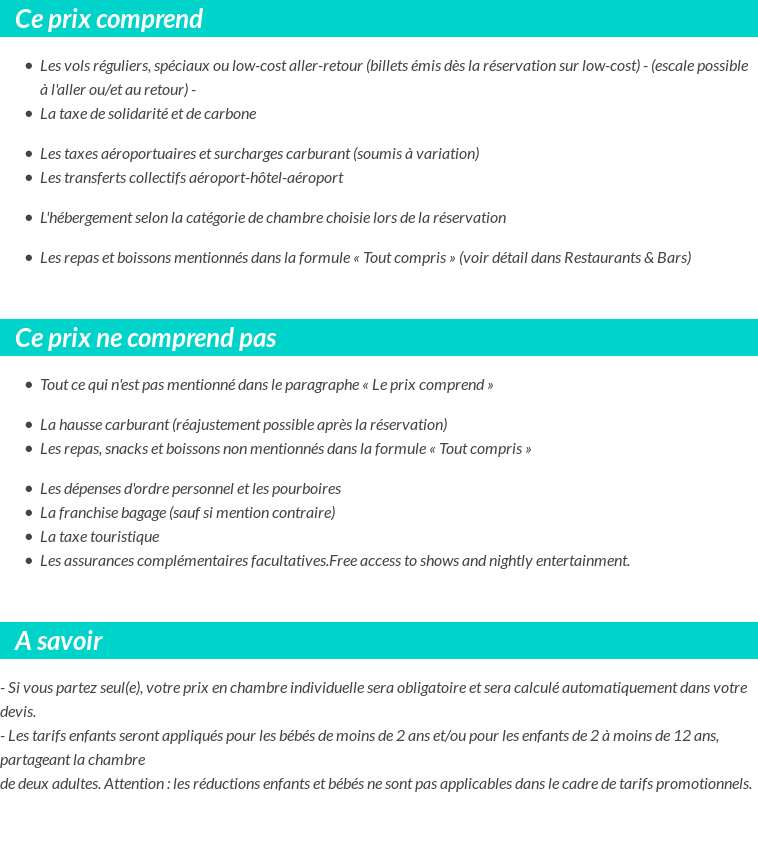 Conditions tarifaires